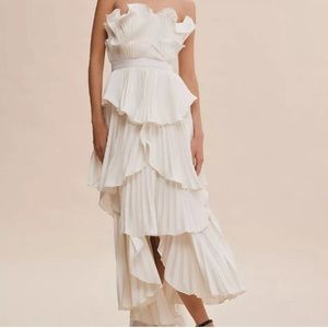 Anthropologie - AMUR Judah Strapless Tiered Scallop Pleated Column Dress